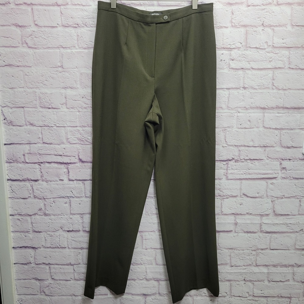 Natalie Wool Blend Olive Green Straight Leg Dress Pants Trousers Womens 14 Work